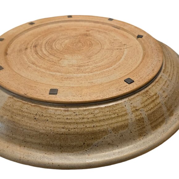 Stoneware Pottery Wall Art Plate Abstract Design Signed Handmade Neutral Tones - Picture 10 of 16